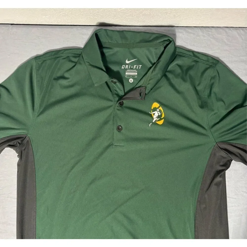 Green Bay Packers Shirt Nike Mens Polo Retro Logo Dri-Fit Green Small